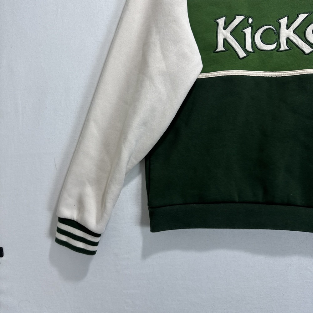 Vintage Kickers Embroidered Spellout Sweater unisex sz XS TAN GREEN - Picture 4 of 10